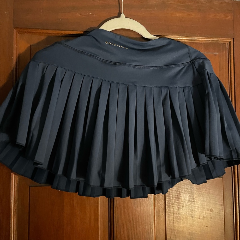 Goldhinge Navy Pleated Mini Skirt